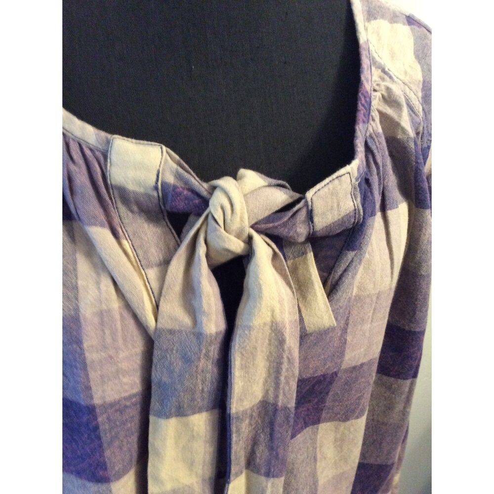 We The Free People Big Bow Plaid Pullover Tunic Oversized XS Boho - Picture 7 of 8